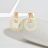 Wholesale Golden hollow geometric pattern circle earrings