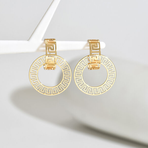 Wholesale Golden hollow geometric pattern circle earrings