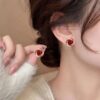 Wholesale Cinnabar red natural cat eye stone pearl earrings