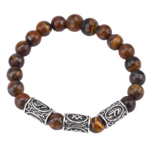 Yellow tiger eye beads + 3 ancient tin runes / Rune pattern random