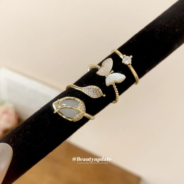 Wholesale Copper Inlaid Zircon Butterfly Flower Open Ring