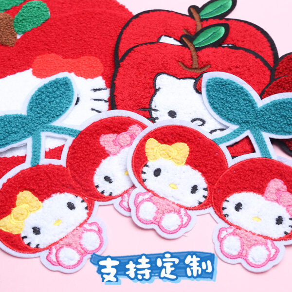 Wholesale Red Cute Apple Cat Embroidery DIY Patches