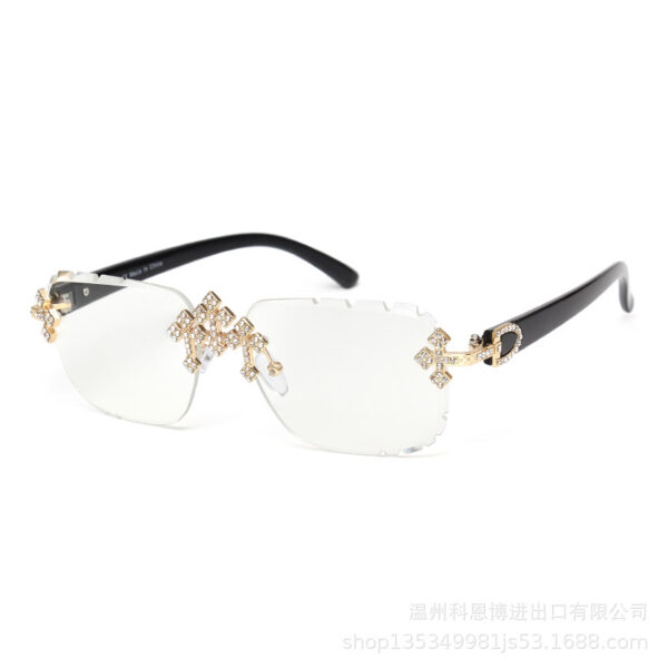 Wholesale Cross studded diamonds frameless Women Sunglasses