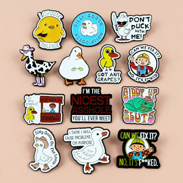 Wholesale Cartoon Duck series cute English letter brooch