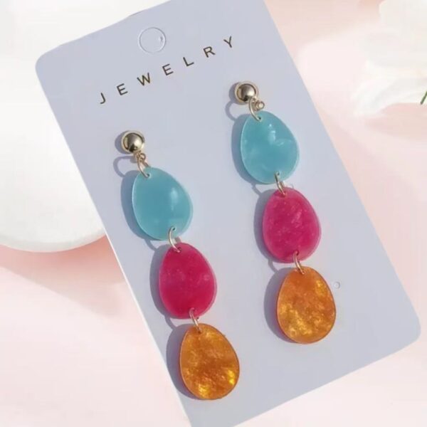 Wholesale r Easter Egg Three-Piece Easter Earrings Acrylic Multi-Color