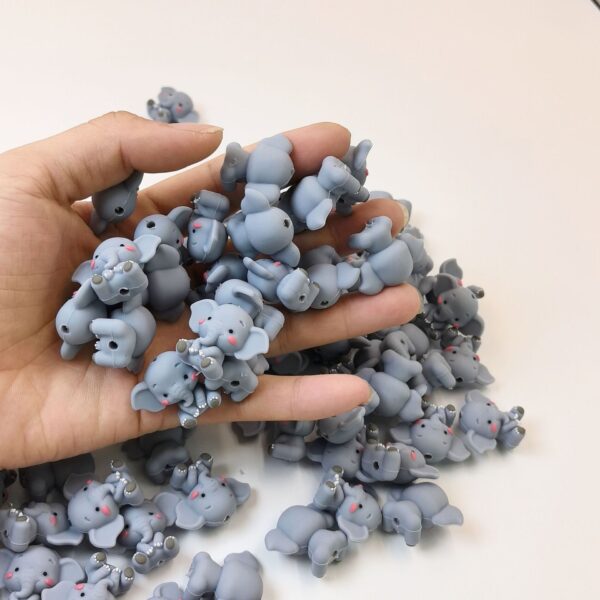 Wholesale 10pcs Cute grey elephant cartoon 3D Focal Beads