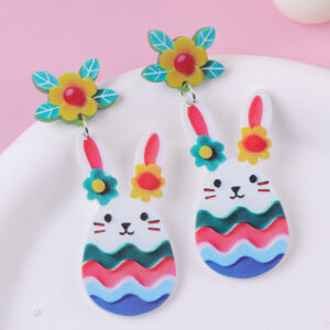 Blue and yellow flower bunny