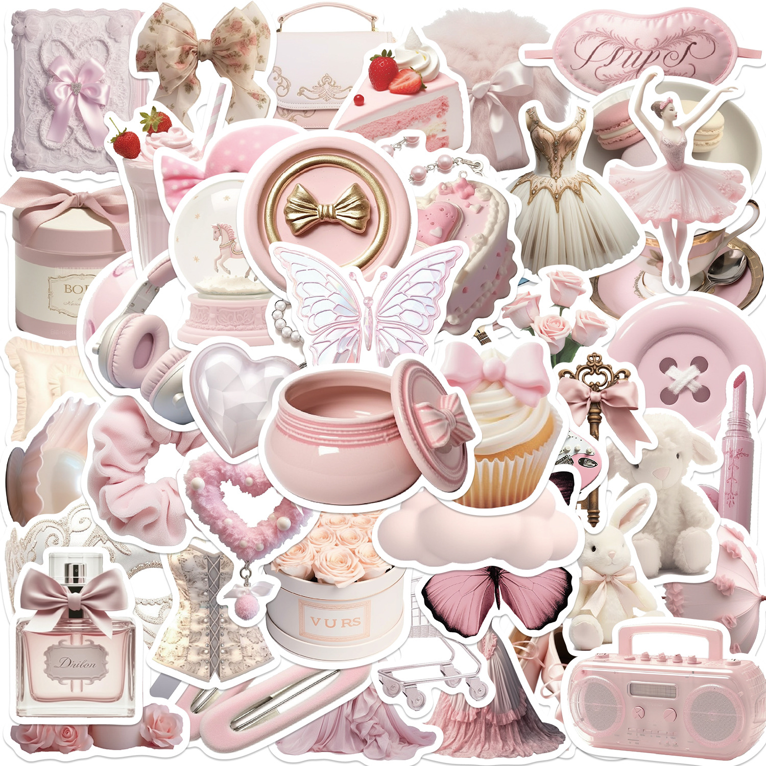 Wholesale Pink Gentle Cartoon Girl Style Waterproof Vinyl Stickers