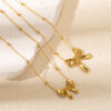Wholesale titanium steel necklace gold luxury creative bow necklace