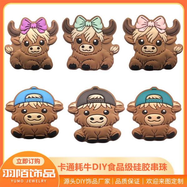 O1CN0132pRKs1gWkd2L5K8t_2214318854150-0-cib Wholesale 10pcs Cartoon Animal Cow Silicone Beads