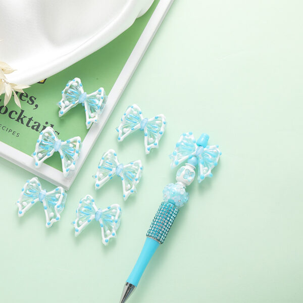 Wholesale 10pcs DIY hand-painted bow straight hole cute beads