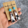 Wholesale Western style turquoise patchwork leopard print earrings