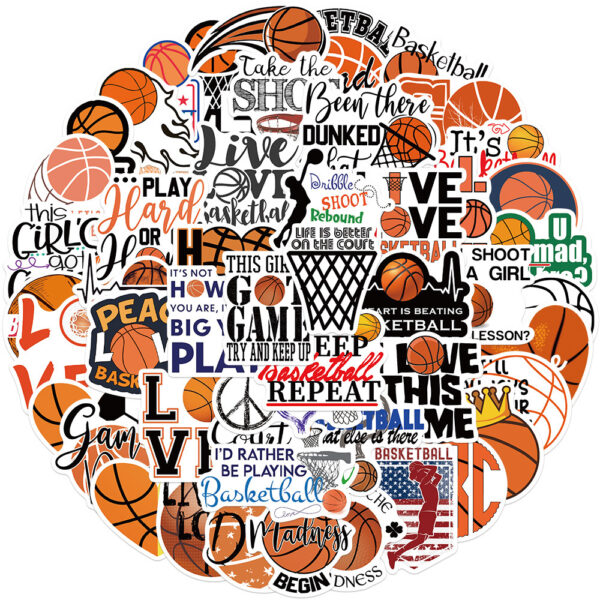 Wholesale 50pcs Basketball Alphabet Series Waterproof Vinyl Stickers