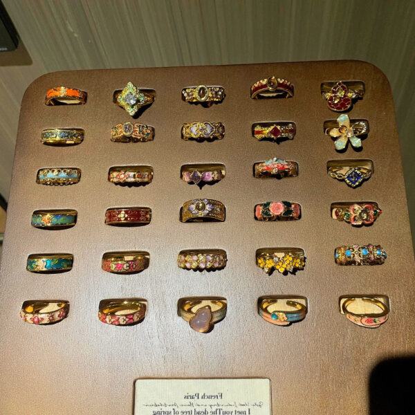 Wholesale Flower bud colored enamel drip pattern ring