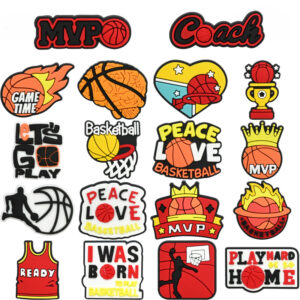 Wholesale Basketball themed soft rubber detachable Croc Charms
