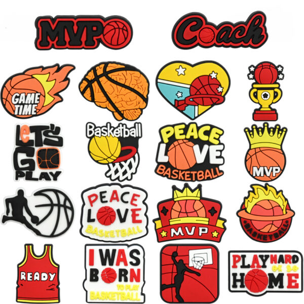 Wholesale Basketball themed soft rubber detachable Croc Charms
