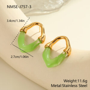 NMSE-J757-3 Green Earrings / 18K