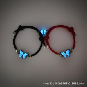 A pair of luminous butterflies (black + red rope)