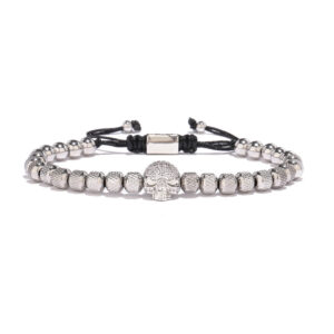 Pineapple beads 6MM18 silver skull