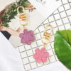 Wholesale Colorful resin glitter flower petal series keychain