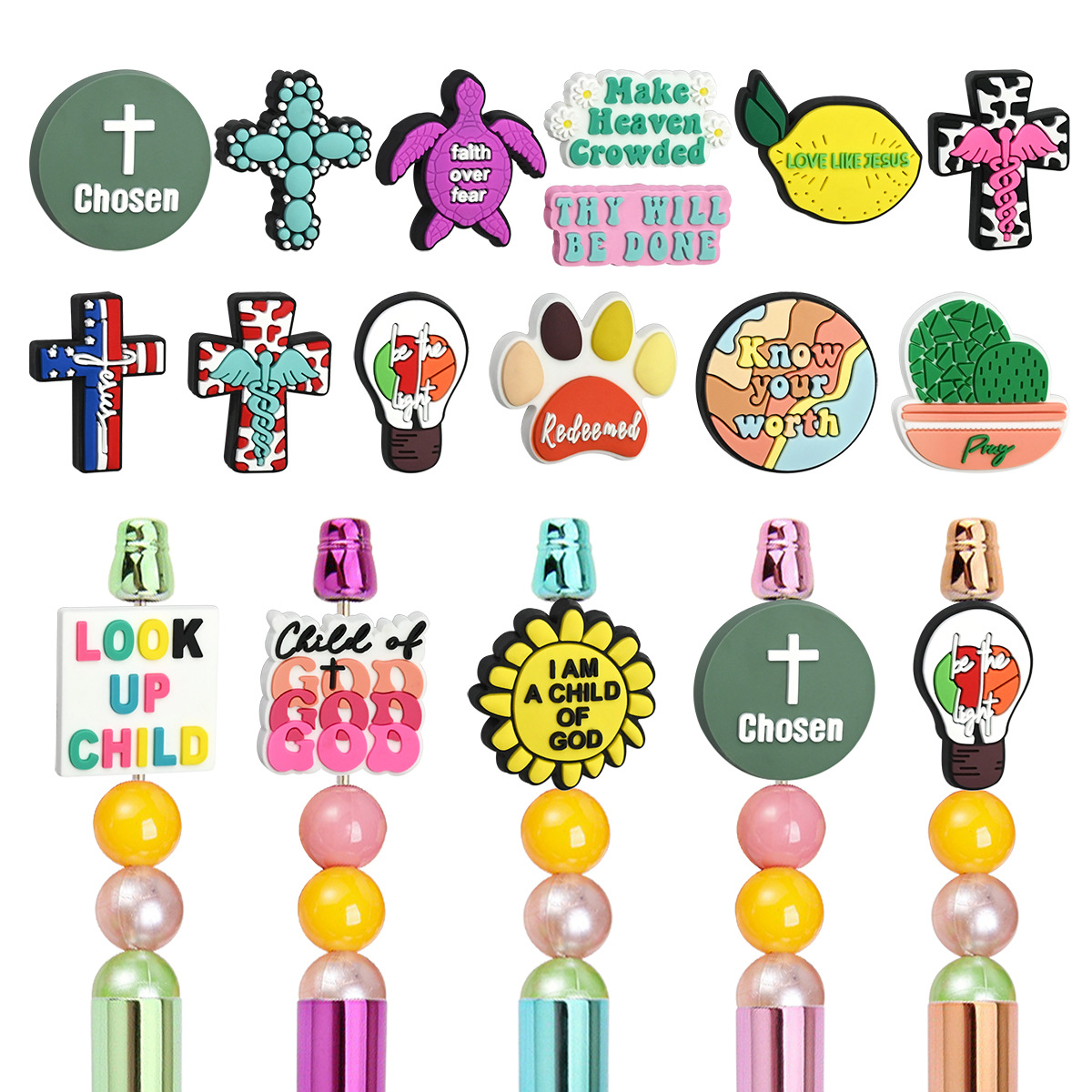 Wholesale Phrase Pen Bead Jewelry Aessories DIY Removable Pen Beads