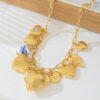 Wholesale Vintage multi-element metal tassel heart-shaped necklace