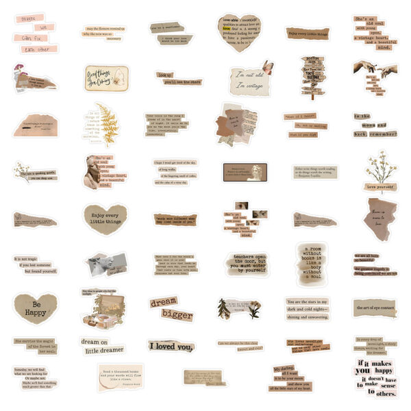 Wholesale 53 Vintage Inspirational English Phrase Waterproof Vinyl Stickers