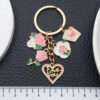 Wholesale White Pink Rose Love Card Keychain
