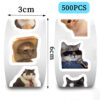 Wholesale 500 sheets/roll of adhesive tape with cat expressions Waterproof Vinyl Stickers