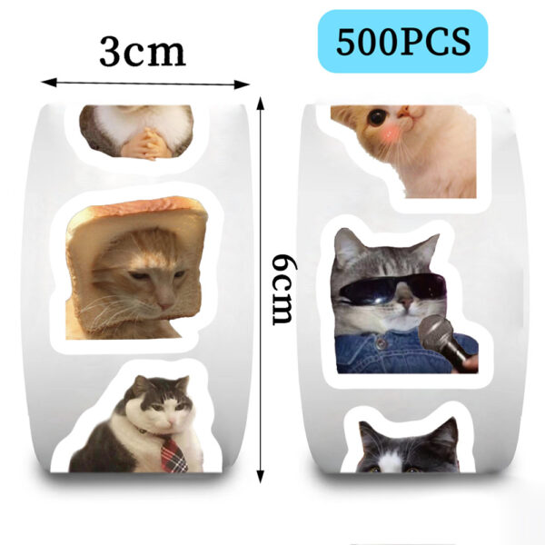 Wholesale 500 sheets/roll of adhesive tape with cat expressions Waterproof Vinyl Stickers