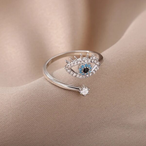 Wholesale Demon Eye Blue Eye Diamond-Studded Open Ring