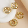 Wholesale Golden Geometric Waterdrop Texture Ear Clip Set