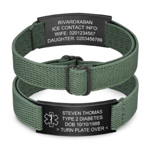 Black tag green cord medical alert bracelet