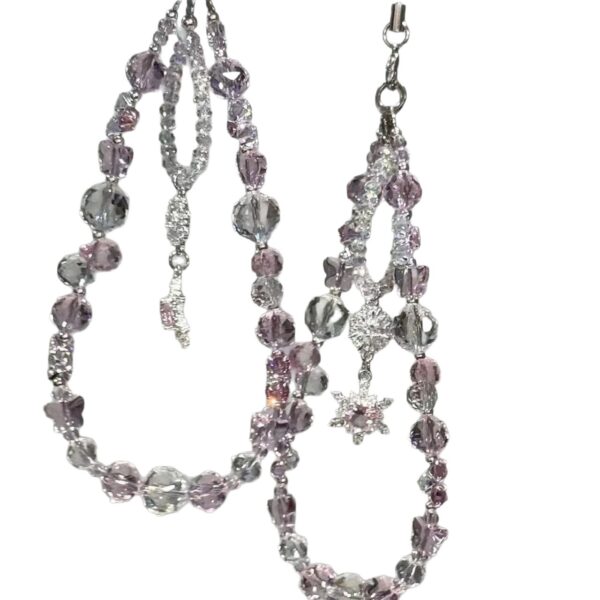 Wholesale Pink Sun Crystal Beaded Phone Strap Keychain