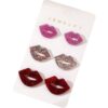 Wholesale red sequined red lip acrylic earrings female jewelry
