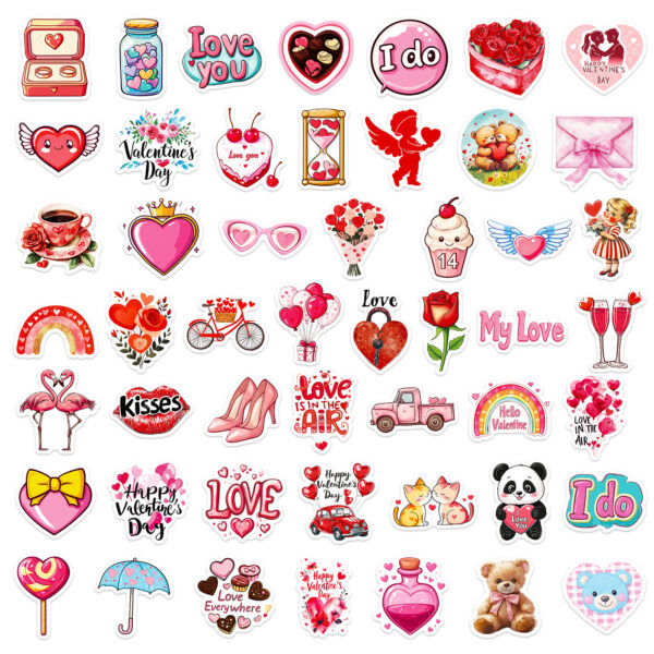 Wholesale Romantic Pink Valentine's Day Cartoon Graiti Stickers