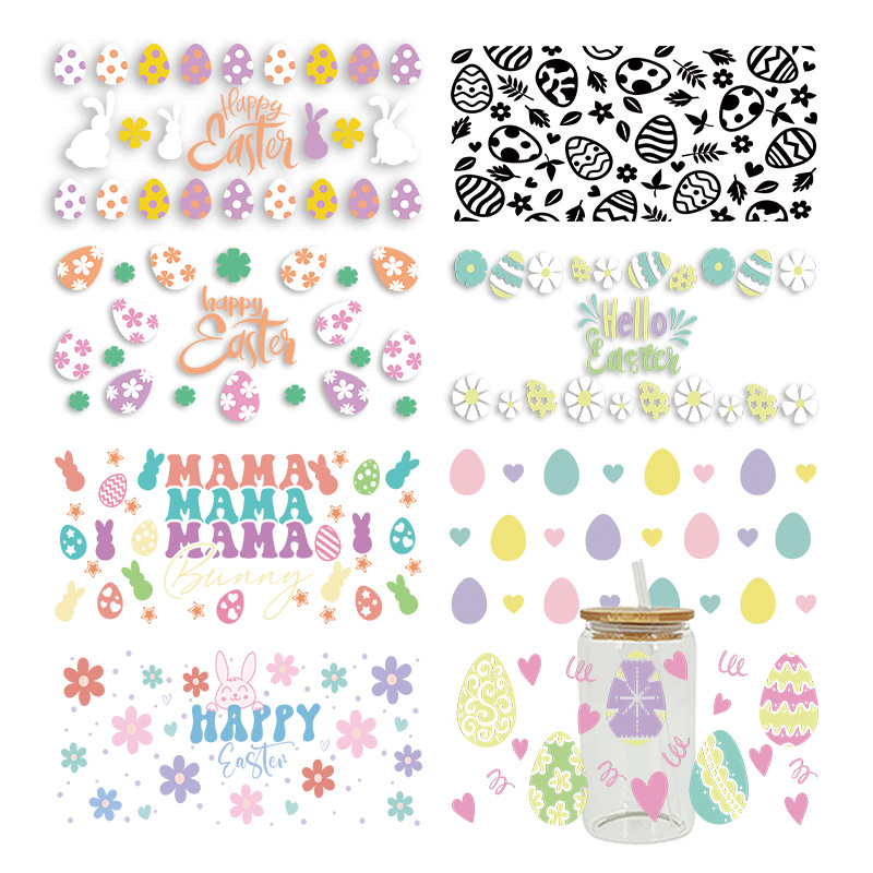 Wholesale Cute Cartoon E Easter 16oz C UV DTF Wraps