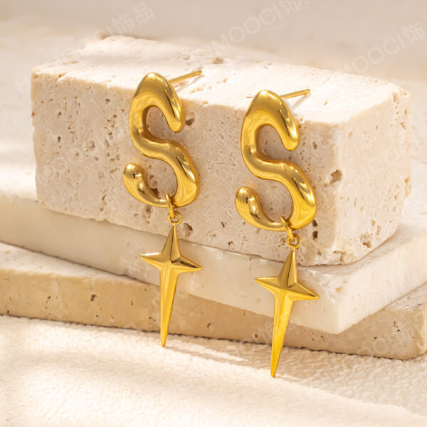 Wholesale Titanium Steel Earrings Inlaid with Stone Lightning Earrings