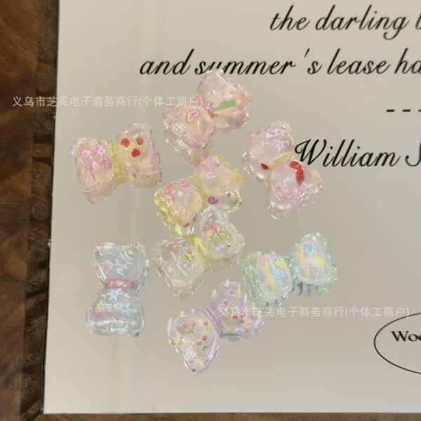 Wholesale 10pcs star flower cherry bow relief acrylic beads