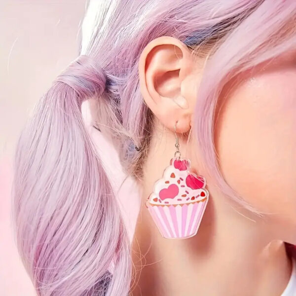 Wholesale Valentine's Day Cake Love Earrings Acrylic Red Peach Heart Love Earrings Earrings Jewelry