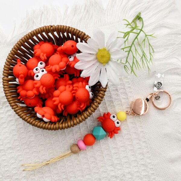 Wholesale 10cps 3D DIY Crab Cartoon Silicone Beads