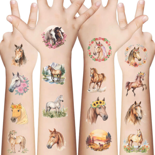 Wholesale 10pcs Children's Cartoon Fun Horse Temporary Tattoo Stickers