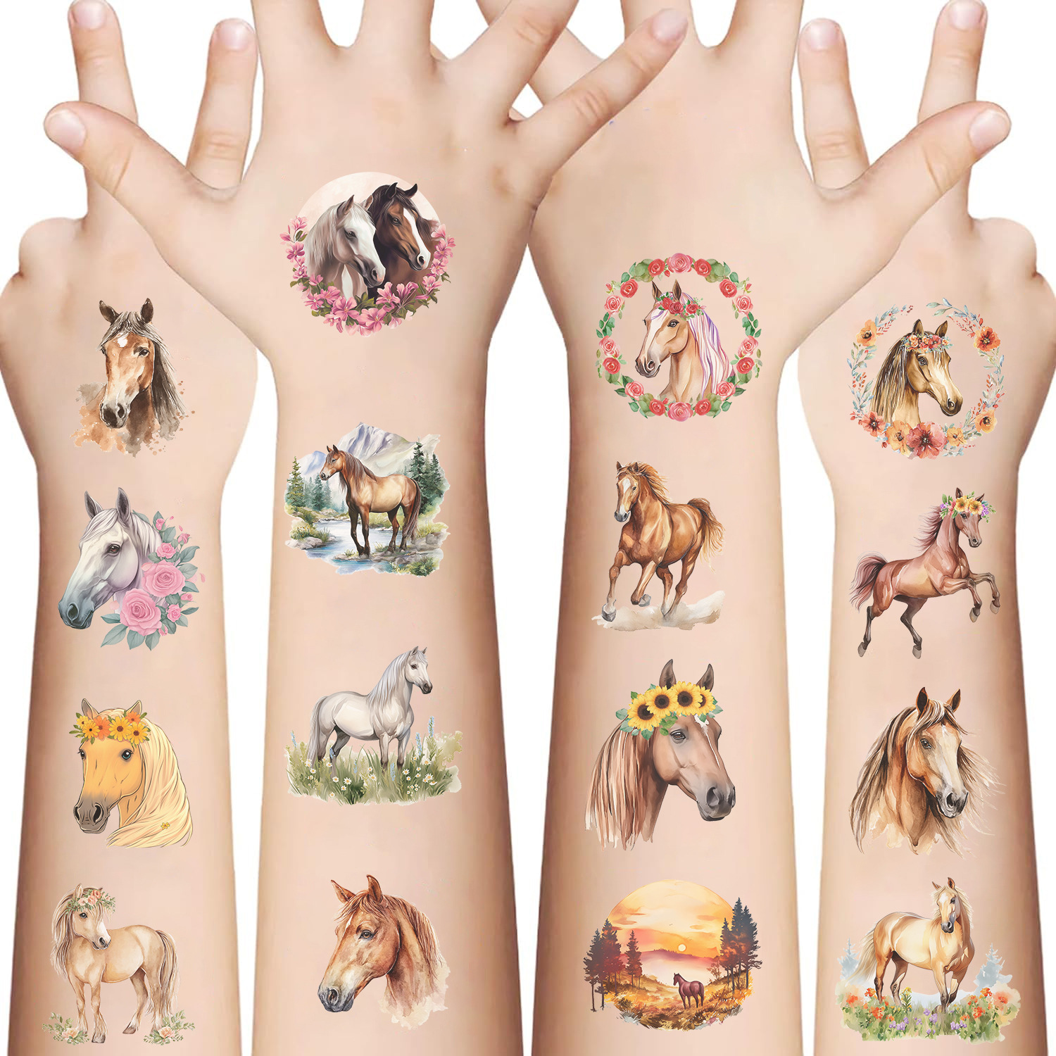 Wholesale Chilen's Cartoon Fun Horse Temrary Tattoo Stickers