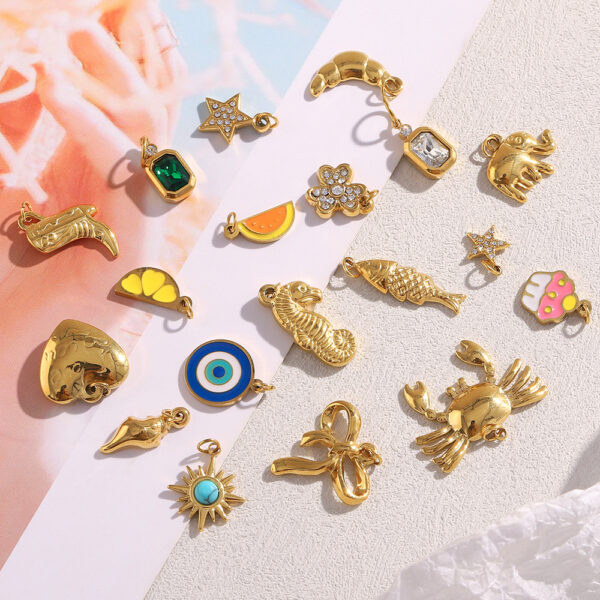 Wholesale Golden seahorse bow tie five-inted star denim boots pendant