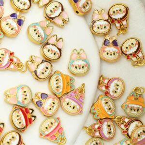 Pink bow fabric spacer beads