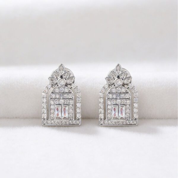 Wholesale Zircon Geometric Hollow Happiness Gate Earrings