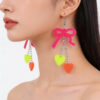 Wholesale Valentine's Day fluorescent bow heart acrylic earrings