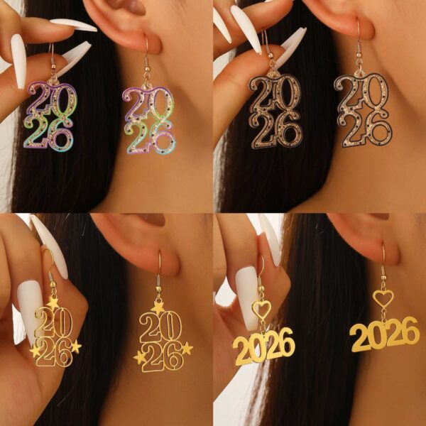 Wholesale 2026 Digital Glitter Hollow Earrings