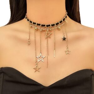 Five-pointed star element clavicle necklace - X5344