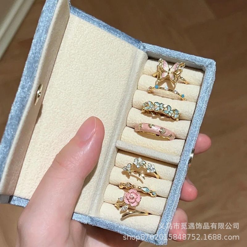 Wholesale Sweet Butterfly Flower Series Stacked Ring